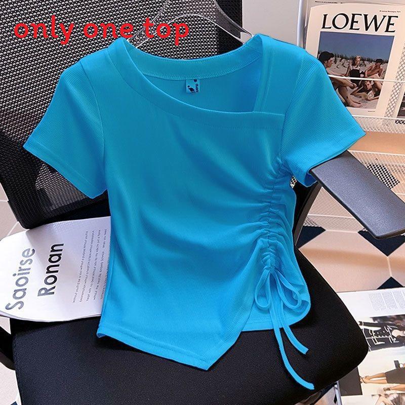 Summer Womens T Shirt With Asymmetric Design And Drawstring For Casual Wear