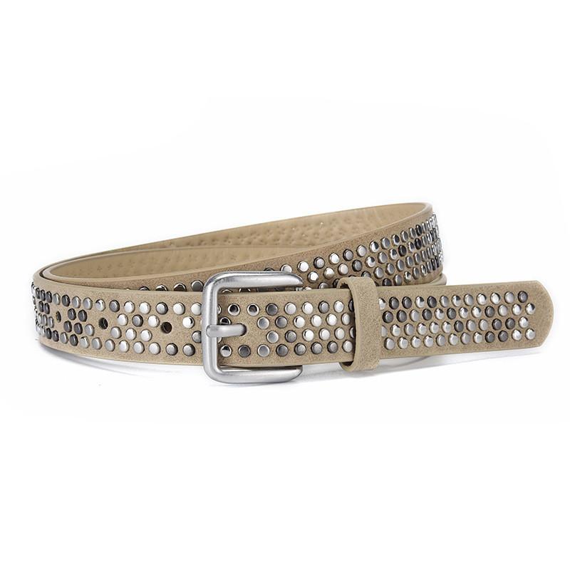 Edgy Metal Rivet Belt With Alloy Pin Buckle For Men And Women Punk Street Style Accessory хаки