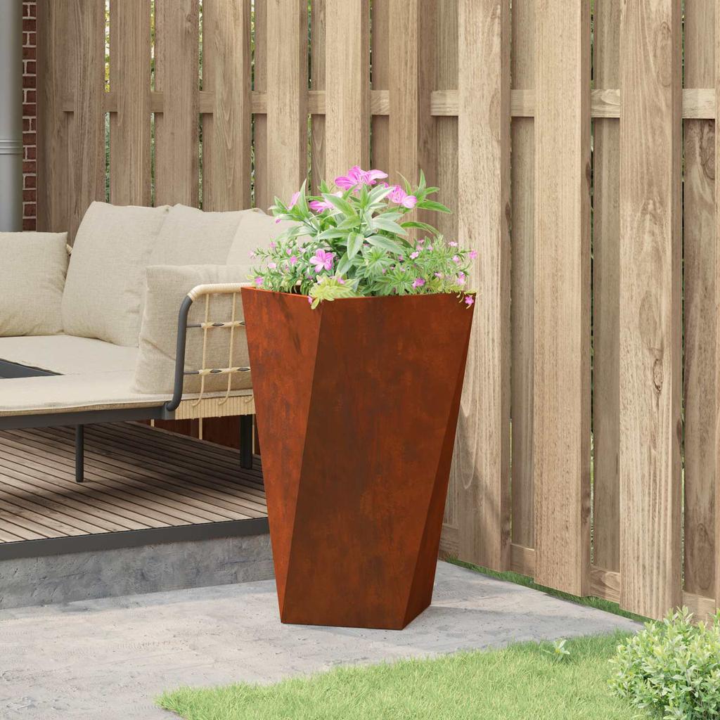Rustic Planter Box 40 X 40 X 75 Cm Weatherproof Steel