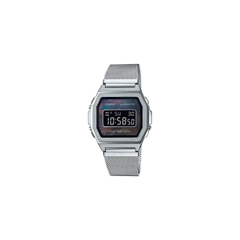 Casio Standard Vintage Premium A1000M-1B Analog Watch Black Silver Mesh for Women Kids Boys Girls