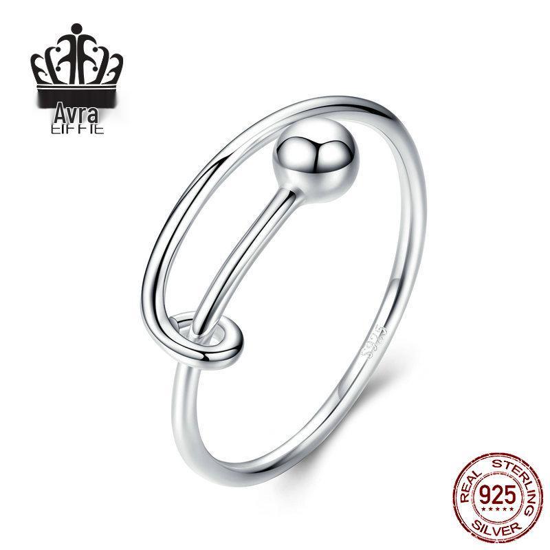 

Sterling Silver S925 Open Ring with Simple Platinum Plating - Fashionable European & American Jewelry SCR520 Adjustable Open Ring