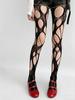1 Pc Women'S Black Irregular Cutout Fishnet Pantyhose, High-Stretch Sexy Skin-Friendly Hosiery For Party & Daily Wear