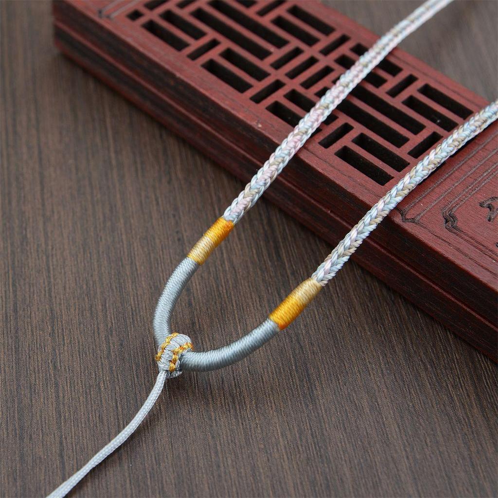 Hand-Woven Gradient Eight-Strand Necklace Cord for Jade and Agate Amulet Pendants