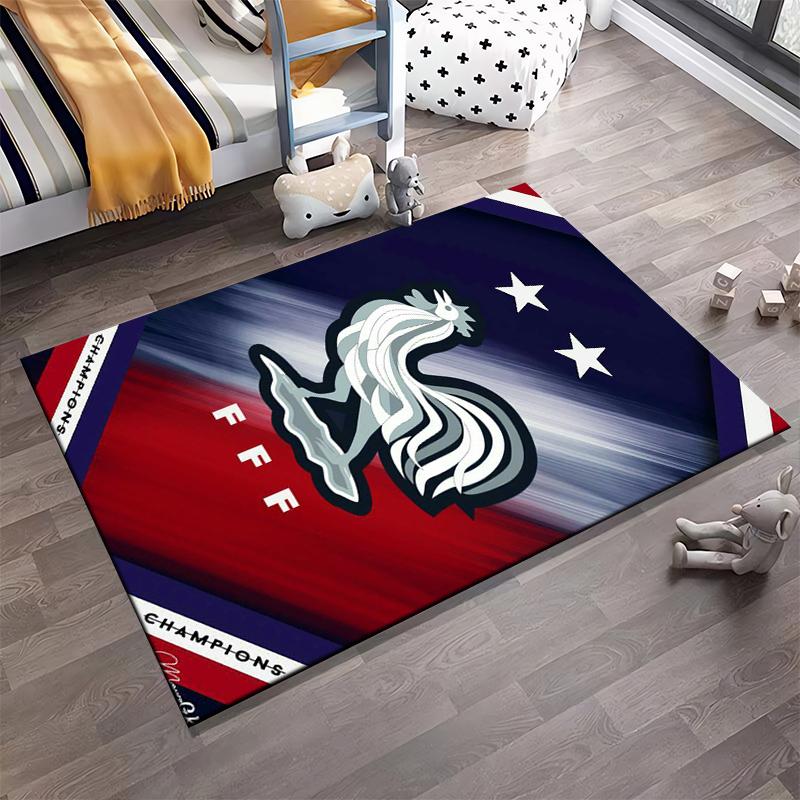 French Rooster Emblem Design Rug Non-slip Rug Suitable for Living Room and Bedroom Sofas