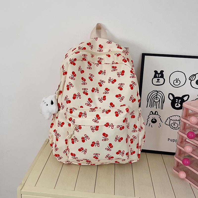 ins cute cartoon printed backpack Japanese style girl schoolbag women cute cherry travel bag