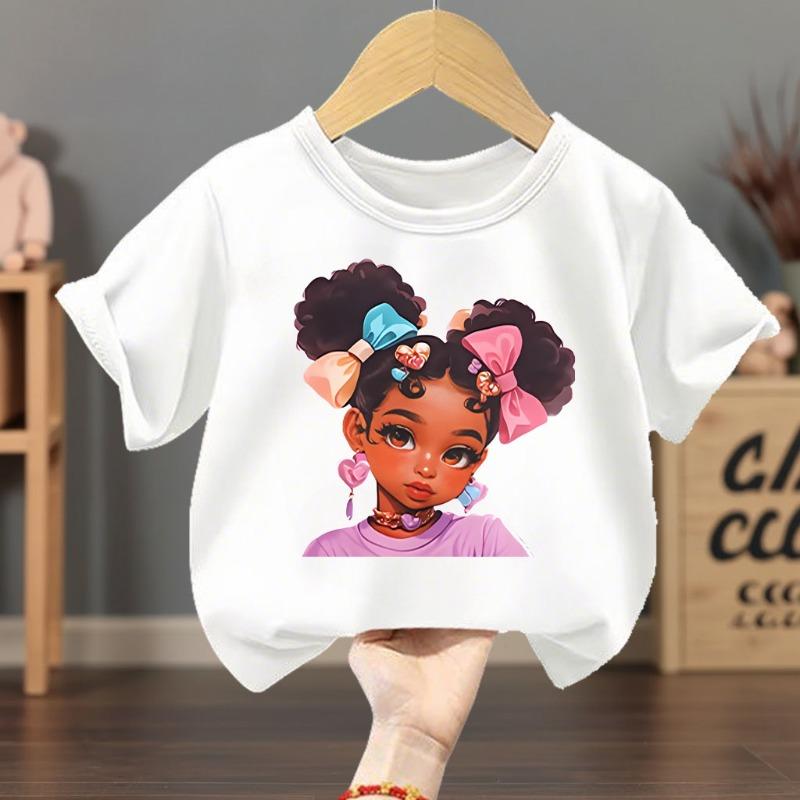 Summer Girls' Casual T-Shirt, Fashion Printed Children's Short-Sleeve Top, Breathable and Comfortable for Outdoor