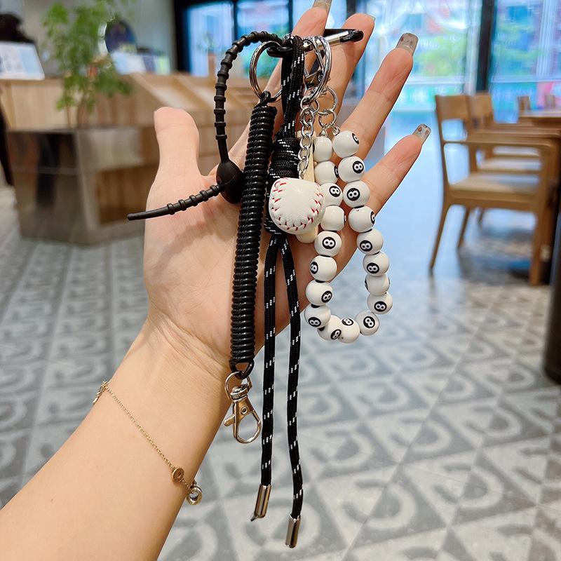 Bag Charm Beads Bag Pendant Handmade Woven Rope Backpack Decoration Keychains Girl's Car Key Ring