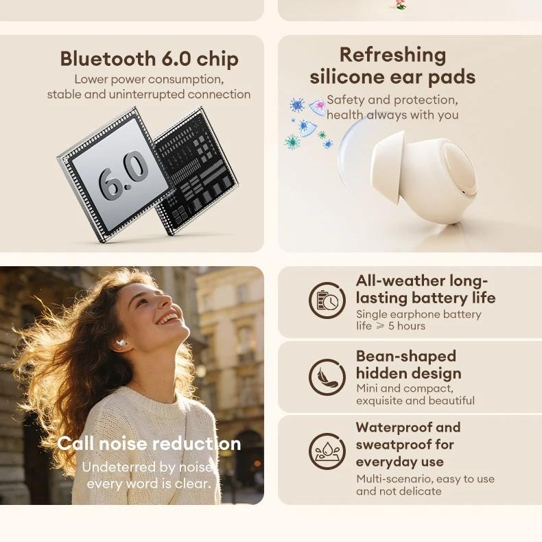 Original Lenovo LE261 Sleep Earbuds Wireless Bluetooth 6.0 Headphones HD Call HIFI Sound Music Earphones Gifts 25H Battery Life TWS ENC Headphones