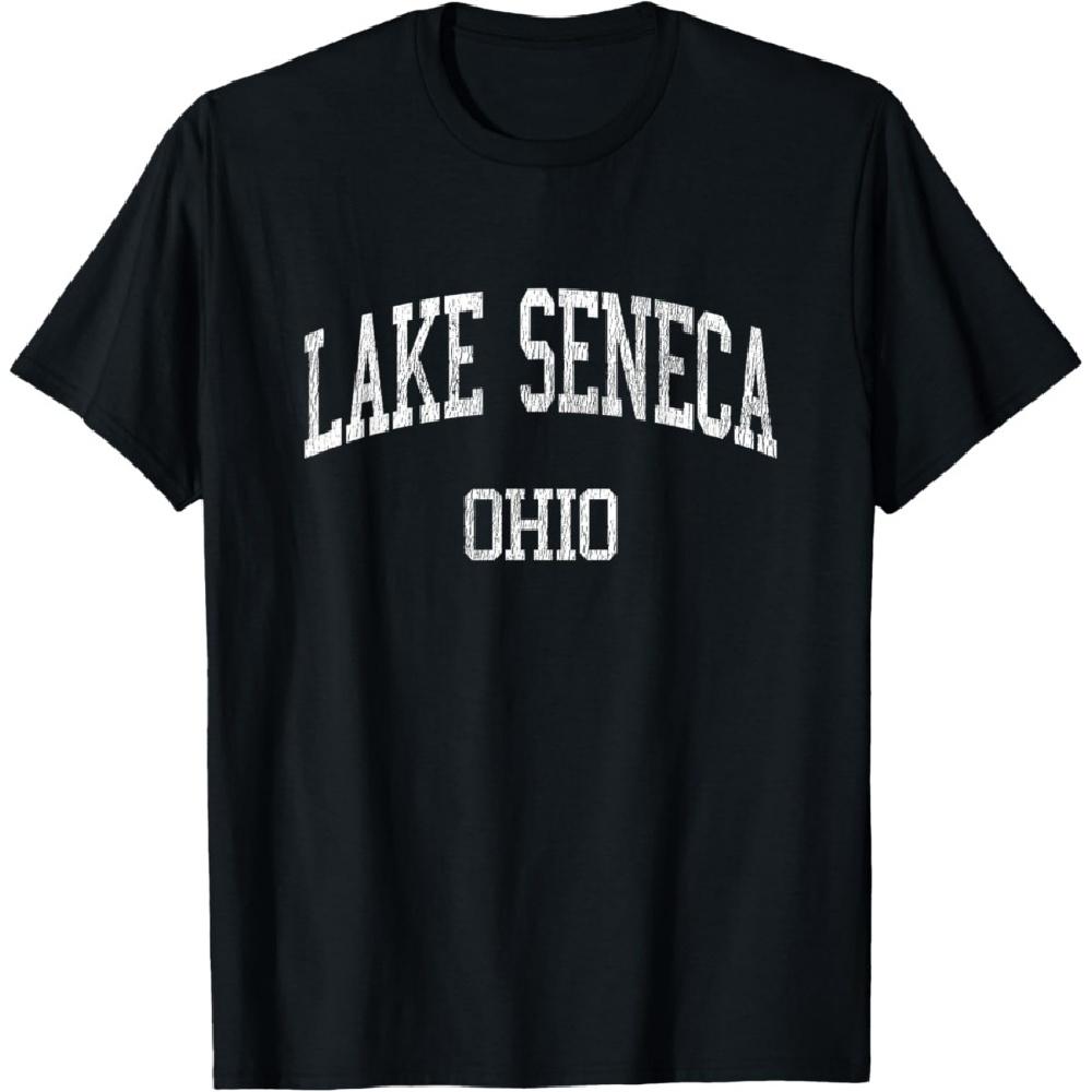

Lake Seneca Ohio OH Vintage Athletic Sports Design T-Shirt(2) XXXXXL чорний