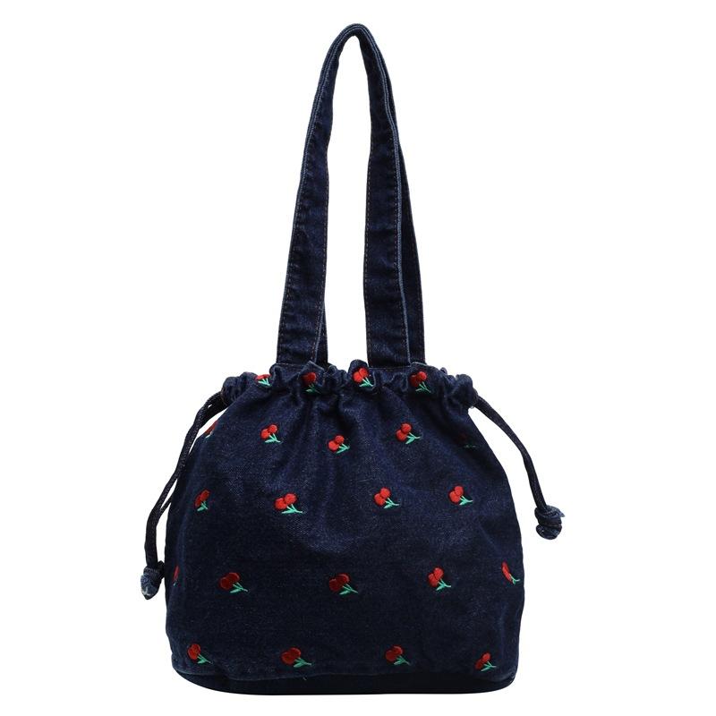 Women's Crossbody Bag Cherry Embroidery Shoulder Bag Commuter Small Tote Bag