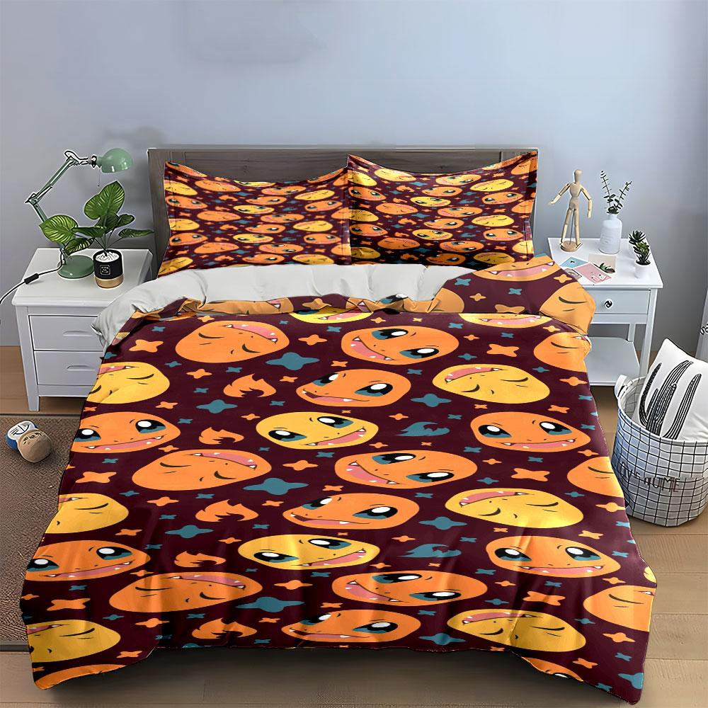 Orange Faces, Blue Stars. Bedding Sets Duvet Cover Sets Duvet Covers Pillowcases(1 * Duvet Cover 2 * Pillowcases, Without Duvet Insert)