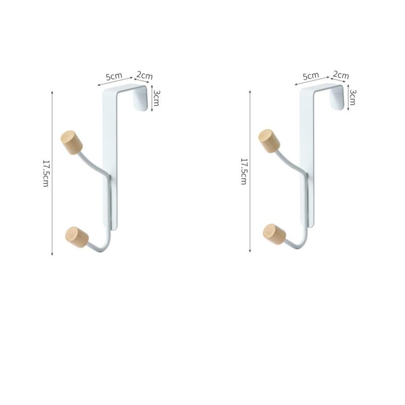 1/2Pcs Over Door Hook Hanger White Sturdy with Wooden Ends Clothes Towel Metal Storage Hooks For Bathroom and Kitchen Hanging