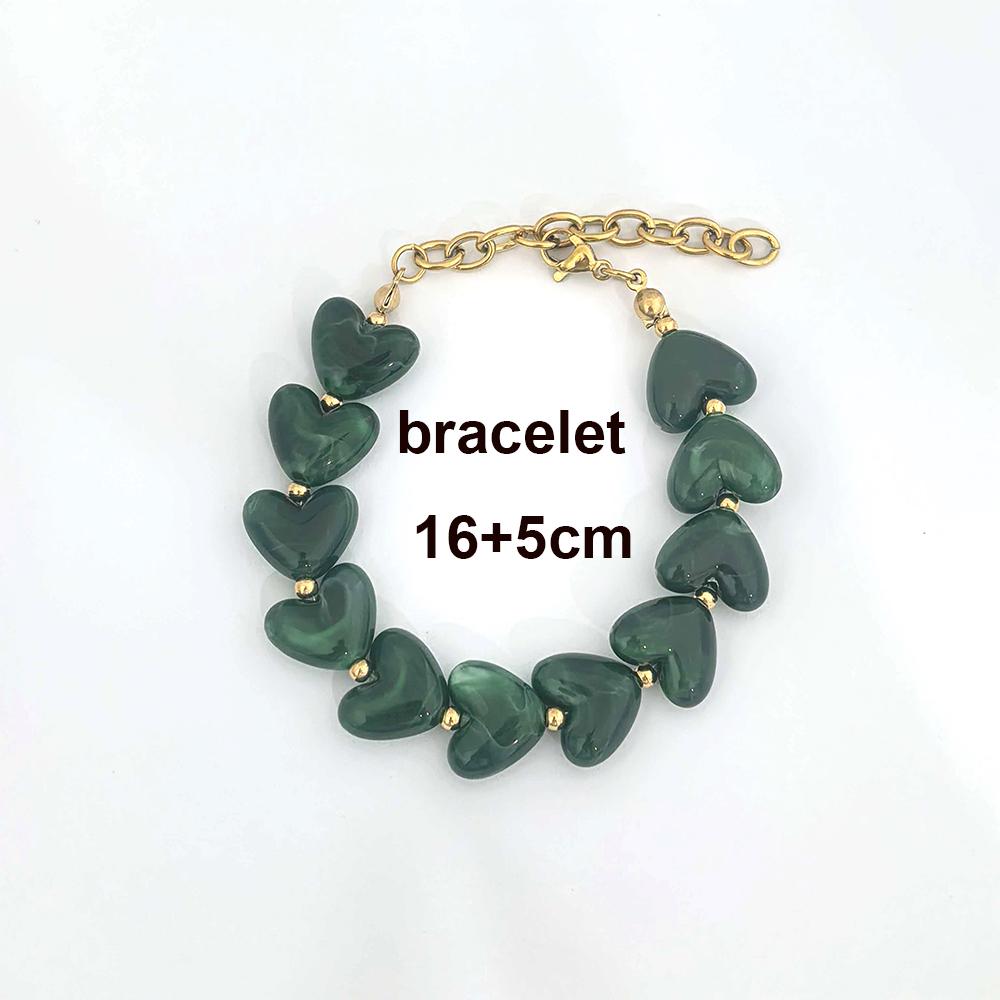 Love Resin Heart Necklace Women Choker Gold Beads Stainless Steel White Red Green Coffee Beige Waterproof Diy Handmade