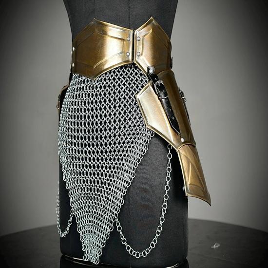 Brave Lady Armor, Medieval Knight Tassets Armor with Chainmail, Female Costume, Cosplay Armor, Larp Armor
