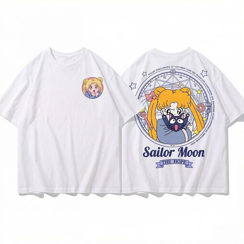 

Pretty Guardian Sailor Moon Magic Square JointDesign Tshirt Perfect for Parents and Children Short Sleeve Casual Cotton Shirt S