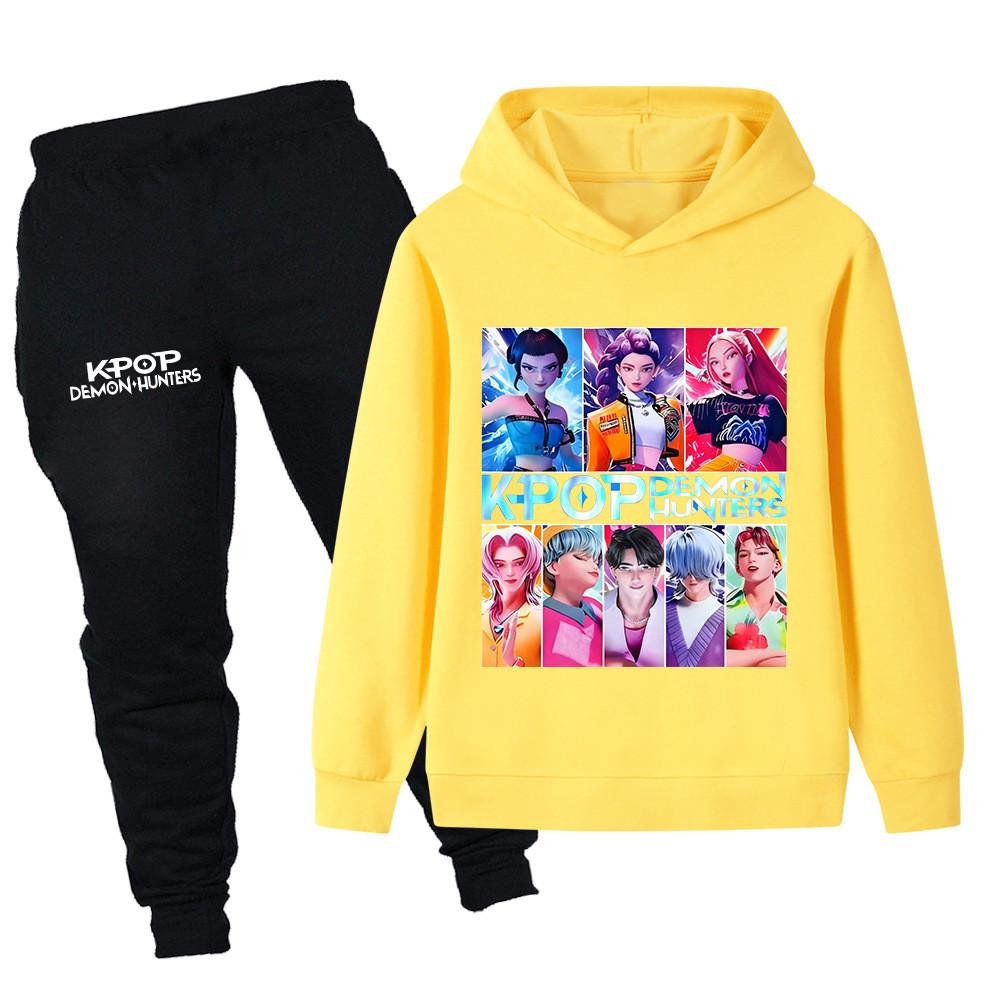 PB1230 Kinder Jungen Mädchen Kpop Mira Zoey Rumi Sajaboys Print Langarm Kapuzenpullover Hose Hosen Kleidung Sets