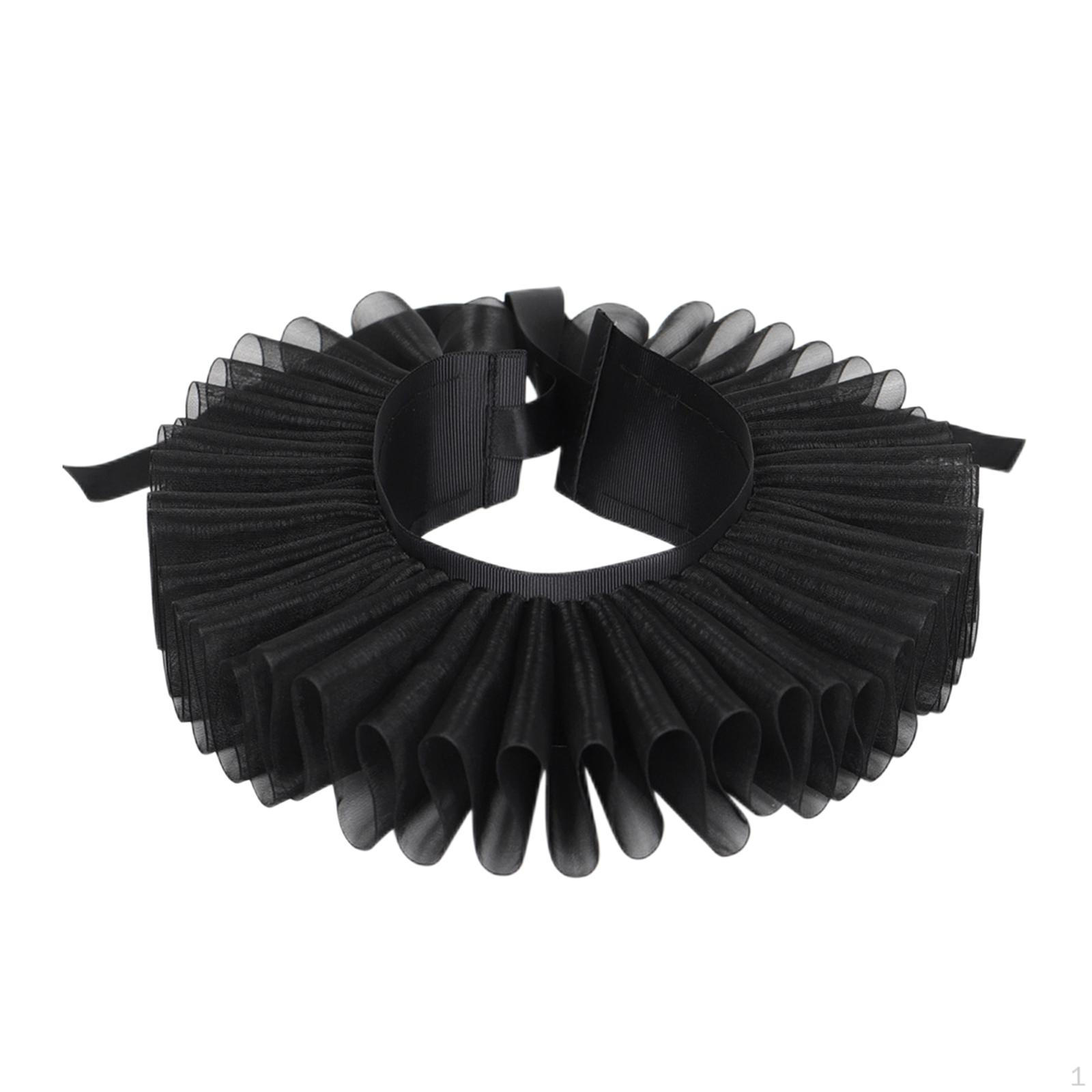 

Gothic Tulle Ruffle Adjustable Cosplay Clown Choker Retro Neck Ruff Cape for Evening Cocktails