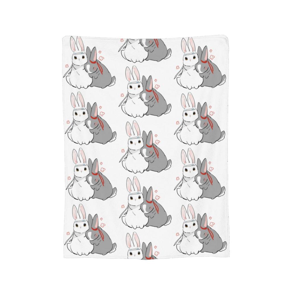 The Untamed MDZS Wangxian Bunnies Blanket Flannel Printed Mo Dao Zu Shi Portable Ultra-Soft Throw Blanket for Sofa Travel Quilt