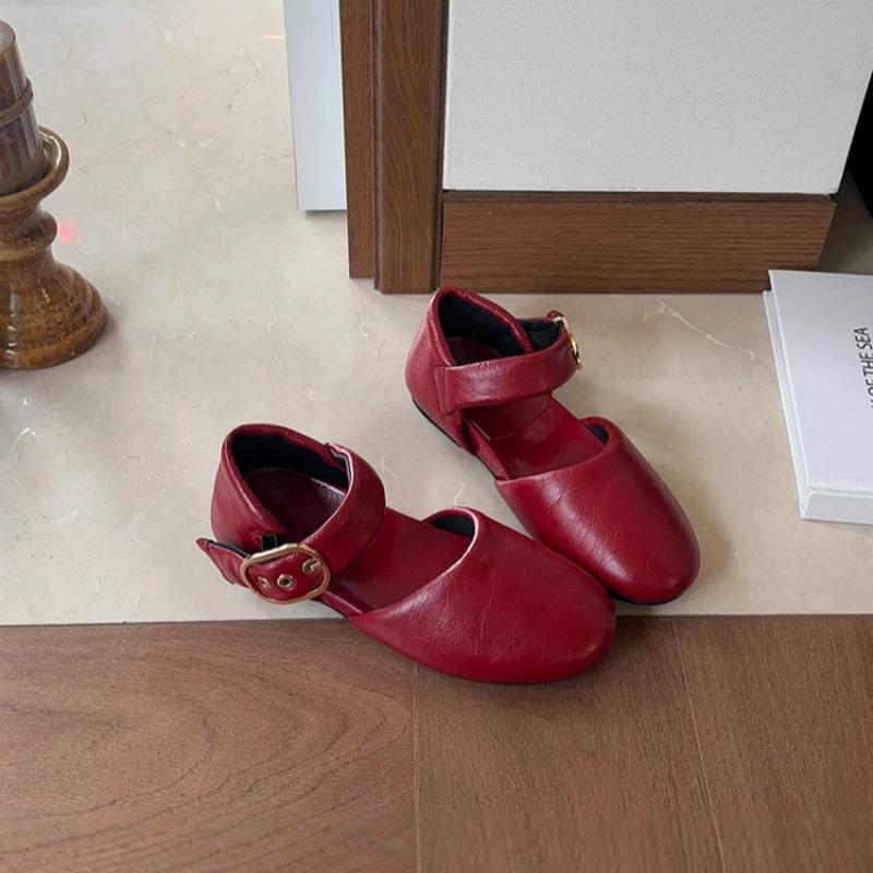

Sheepskin version~ 2025 spring new genuine leather Mary Jane single shoes women s super soft round head flat heel hollow super soft small leather s 40