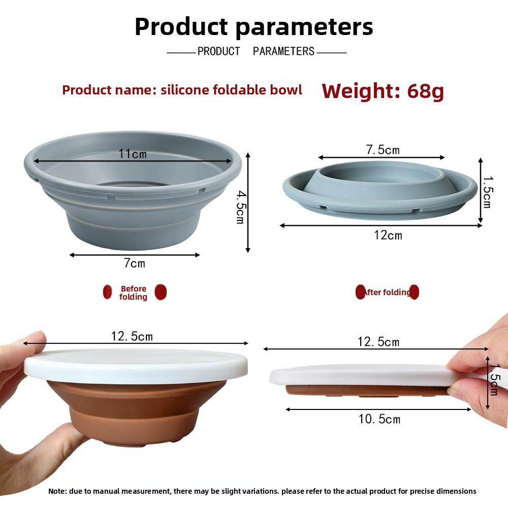 Silicone Foldable Bowl with Inner Steel Rod, Airtight Storage Bento Bowl, Microwave Safe, Ideal for Travel and Camping