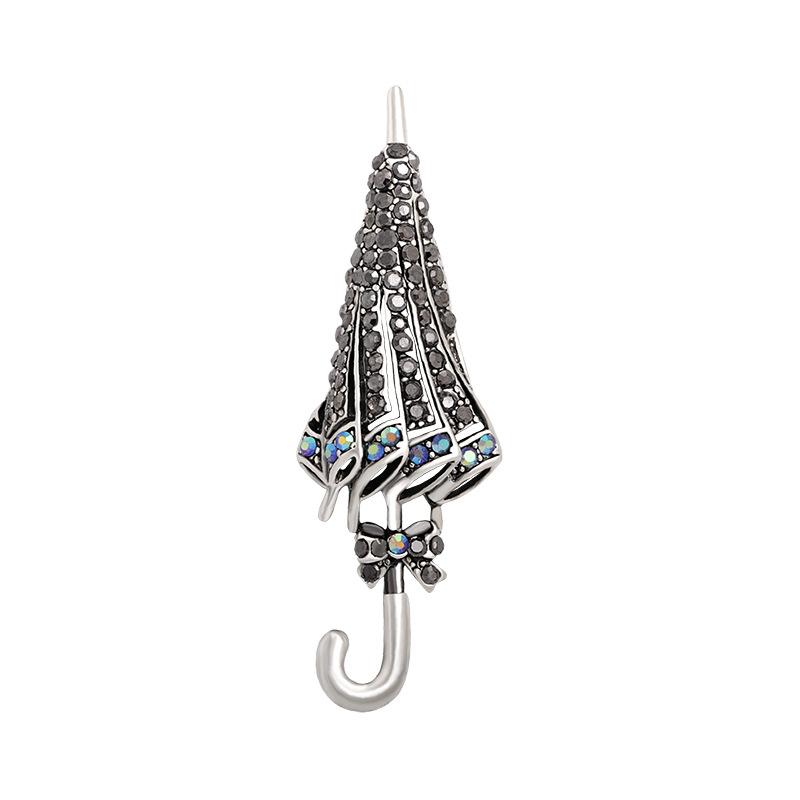 

Fashion Exquisite Umbrella Crystal Brooches Pins Design Simple Creative Badges Suit Coat Accessories Jewelry Lady Elegant Pins