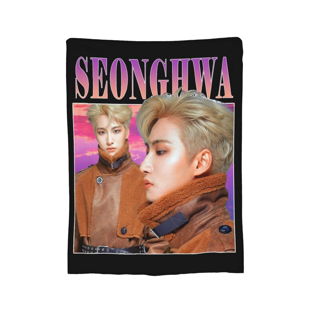 Yunho 90s Ateez Kpop Band Blanket Fleece Spring/Autumn  Breathable Soft Throw Blankets for Bedding Couch Bedspreads