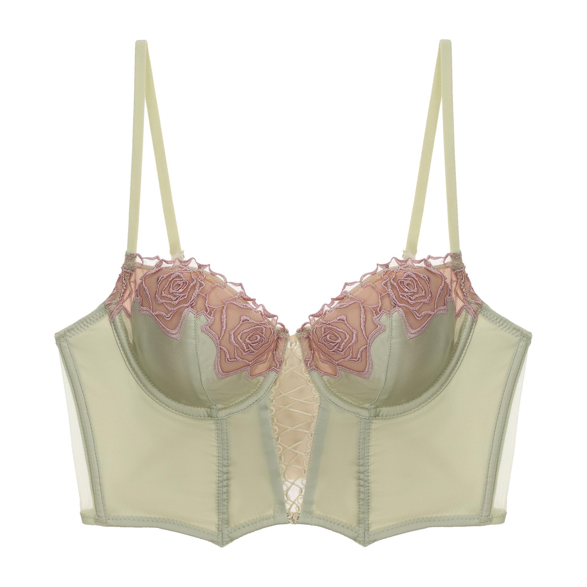 

Ретро Розовый Корсетный Жилет и Комплект Бюстгальтера – Европейский и Американский Утягивающий Талию, Лонглайн Французский Дизайн для Женщин S