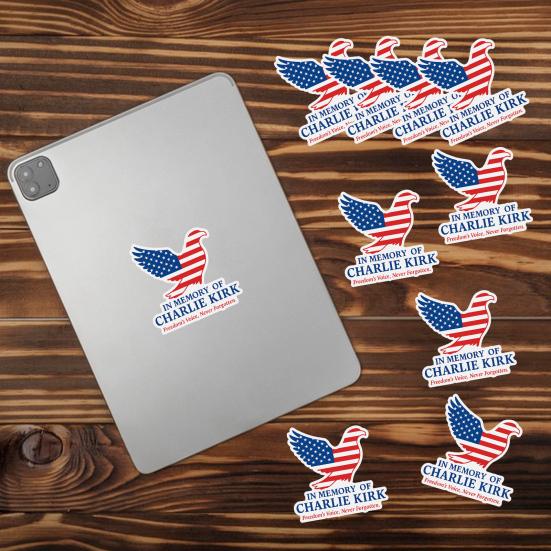 Patriotic Eagle Flag Stickers Charlie Kirk Freedom-Themed Decals for Car Laptop Skateboard Luggage Creative Patriotic Design Bumper Fridge Sticker