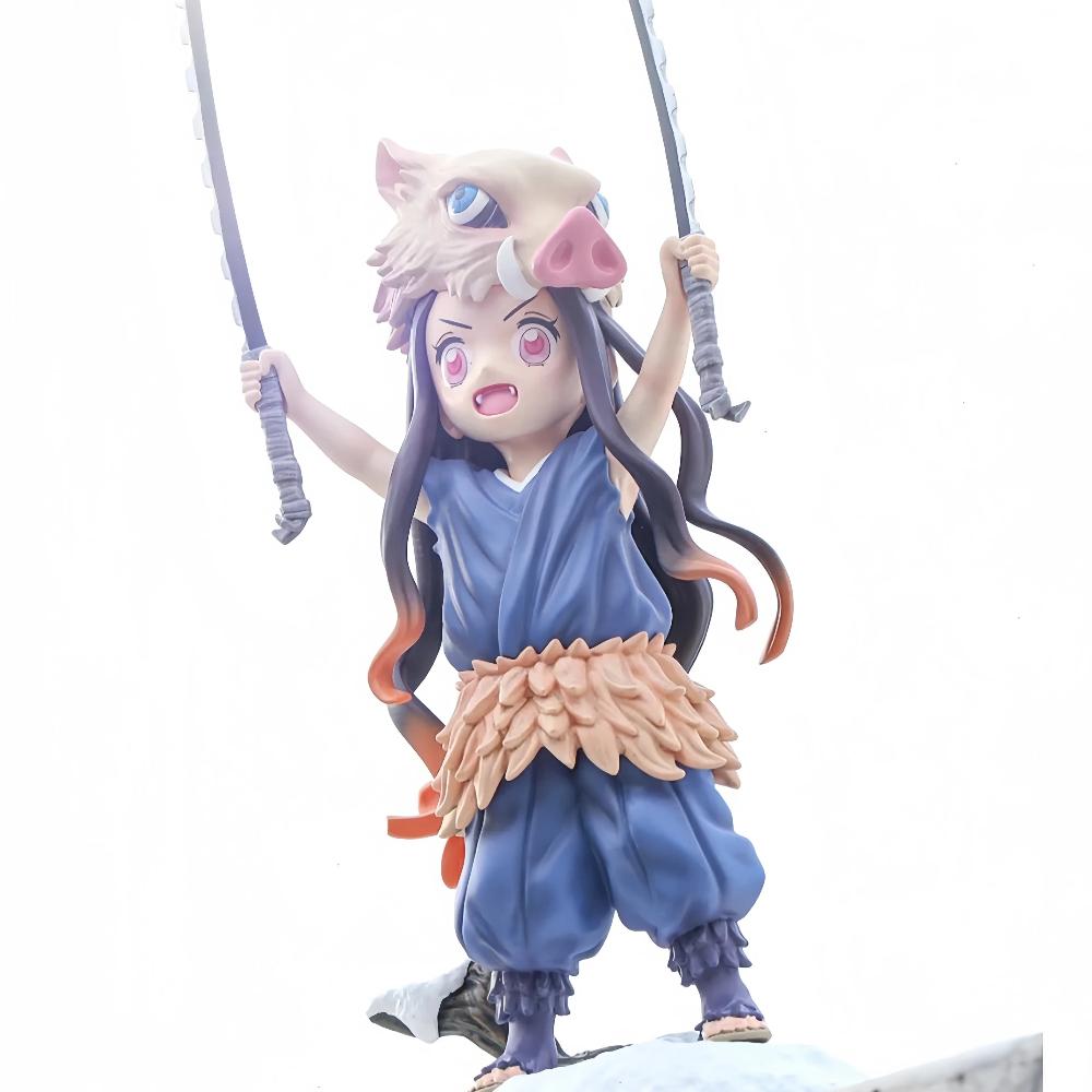 19cm Anime Demon Slayer Figure Kamado Nezuko Midouzi Cos Lnosuke Kimetsu Figurine PVC Decoration Statue Model Toys Gift