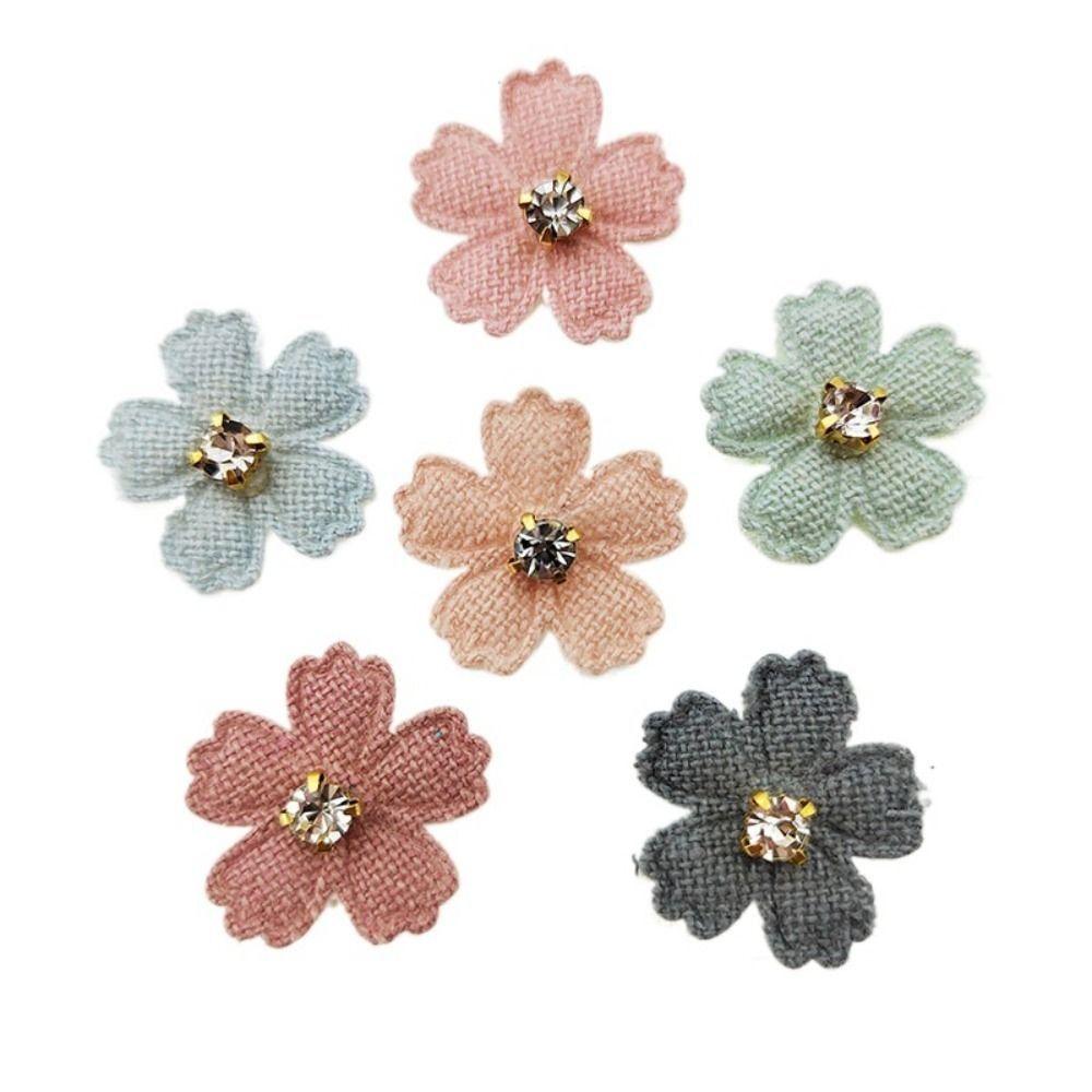 Flower With Rhinestone Applique For Clothes Hat Sewing Patches DIY Headwear Hair Clips Bow Decor Accessories