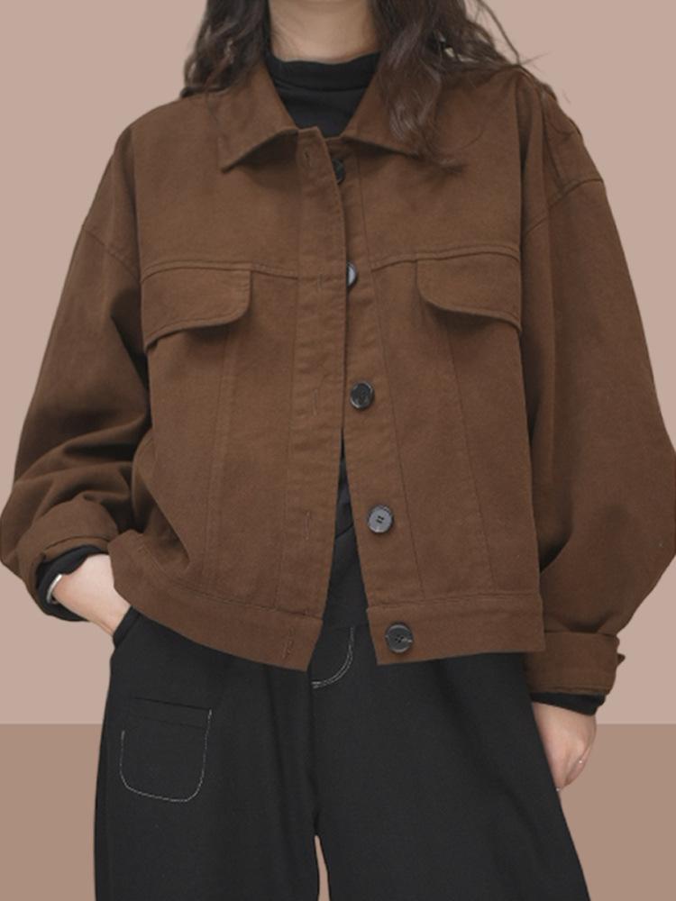 2025 Women's Fashionable Workwear Denim Short Jacket - Spring & Autumn Style
