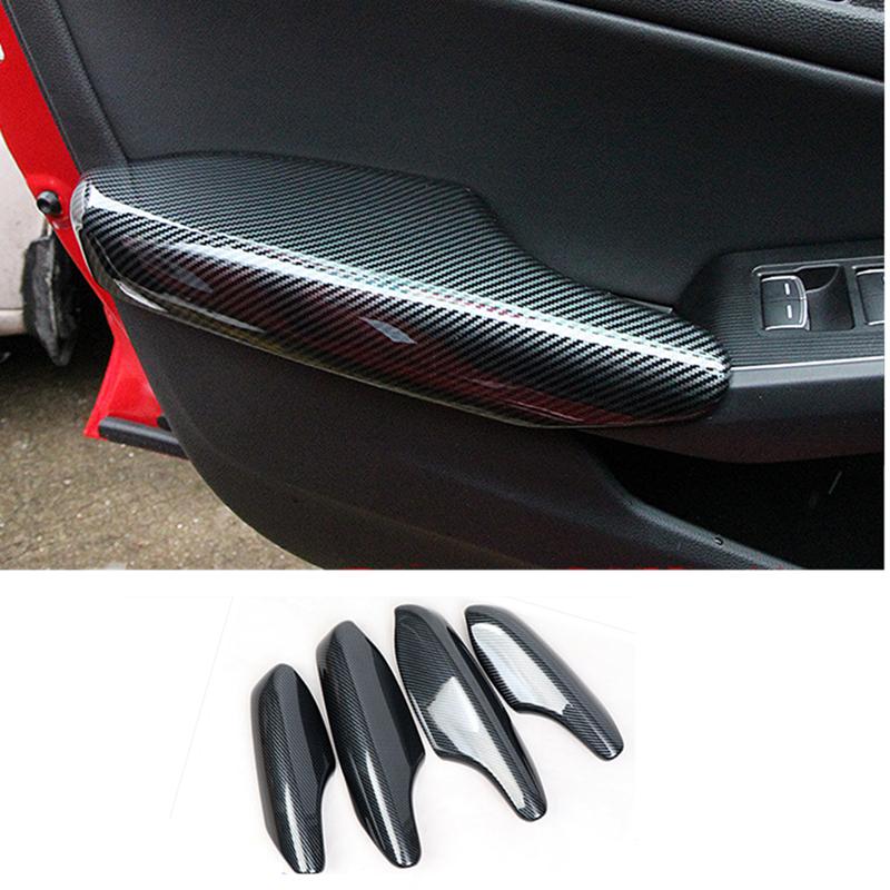 For Honda Civic 11th Gen  Car Door Armrest Panel Cover Trim Door Handle Bowl Frame Cover Trim ABS Carbon Fiber Car Styling