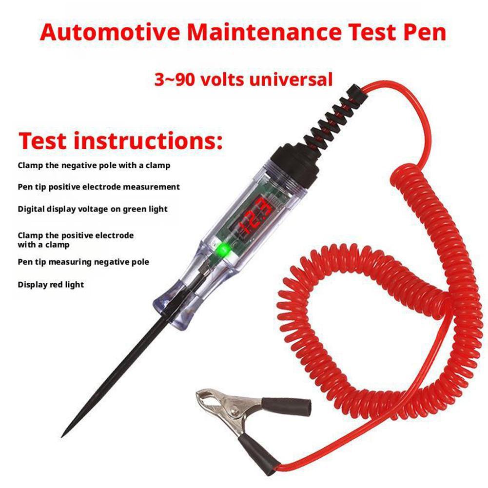 24V 48V 90V DC Car Digital Display Test Pen Circuit Tester Auto Diagnostic Probe Electric Measuring Pen Heavy Duty Repair Tools