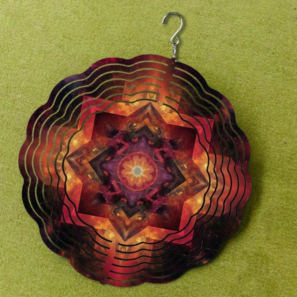 10 Inch Colorful Geometric Wind Chime for Outdoor Decor with 360 Degree Rotating Hook Perfect for Balcony Lawn Garden Spring Summer Gift