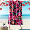 Colorful Floral Pattern with Pink Blooms Beach Towel Quick-drying for Travel Outdoor Sports Jogging Beach and Swimming