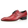 Fashion Luxury Wedding Red Shoes For Men Lace Up Fashion Derby Shoes Formal Business Office Genuine Leather Pointed Toe Dress Man Shoe