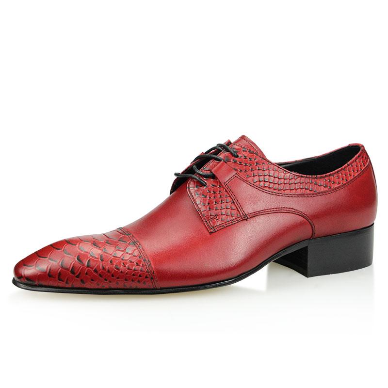 Fashion Luxury Wedding Red Shoes For Men Lace Up Fashion Derby Shoes Formal Business Office Genuine Leather Pointed Toe Dress Man Shoe