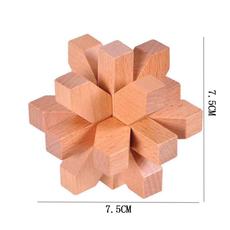 

Luban Lock Plum Blossom Shaped Wooden Interlocking Puzzles for Adults Kids Logic IQ Challenge Brain Teaser Educational Toys