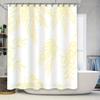 White Shower Curtain with Leaf Print Bath Decor for Home Use
