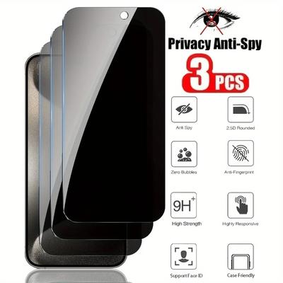 3Pcs Privacy Screen Protector for IPhone 16 12 13 14 15 Pro Max Mini Anti-spy Glass for IPhone 16e 11 XR X XS MAX 7 8 Plus