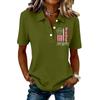 Damen Casual Knopf Kurzarm Poloshirt 250. Jubiläum Aufdruck Oberteil Unabhängigkeitstag Stil Leichtes Weiches Gewebe