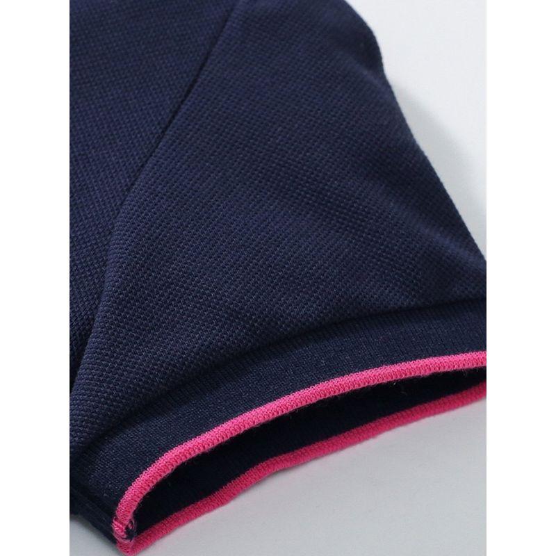 European and American Children's Clothing Summer Girls' Dress Short-Sleeved Preppy Style Kids' Fashionable Lapel Knitted Polo Dress Trendy