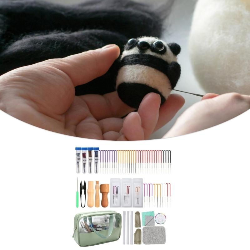 Needle Felting Supplies for Craft with Felting Needle Felting Pad Finger Cots Wood Handle Beginner Wool Felting Tool