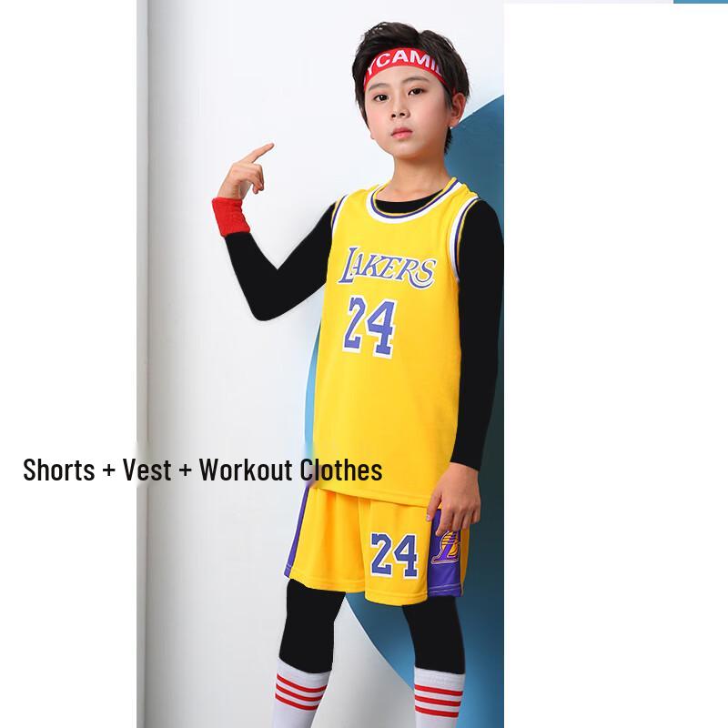 Xulin Kids Kobe #24 Lakers Yellow Basketball Uniform Set