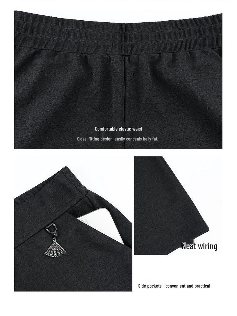 Autumn/Winter High-Waisted Plus Velvet Wide-Leg Pants: Fashionable, Age-Reducing Casual Skirt for Middle-Aged and Elderly Mothers