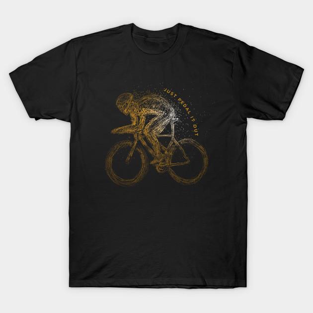 

Men Black Print T-shirt Bike Shirt | Cyclist Riding A Bicycle - Just Pedal No-Cut Transfer Paper Print Cotton Tshirt 3XL чорний