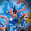 30cm Egg Studio Pokemon Ash Greninja Family Gk Action Figure Water Effect Scene Collectible Model Gift For Fans
