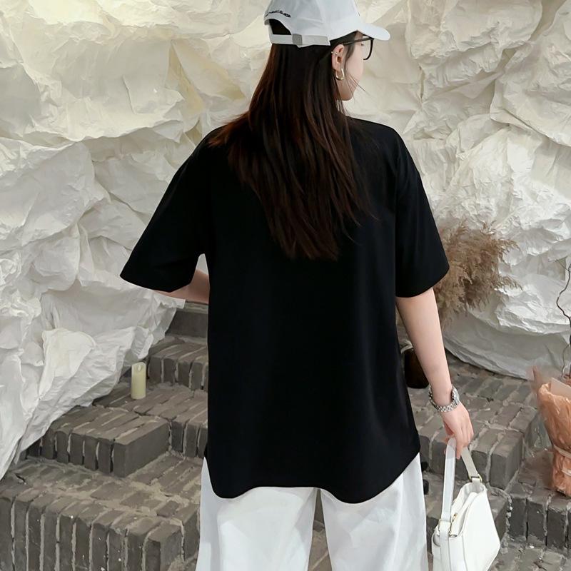 Summer 2025 Plus Size Love Letter Women's Loose T-shirt - Korean Style, Slimming, Short Sleeve