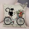 Double Print Cute Elegant Black Cat Cushion Cover Decor Cartoon Animal Pillow Case for Sofa Home Car Soft Plush Throw Pillowcase