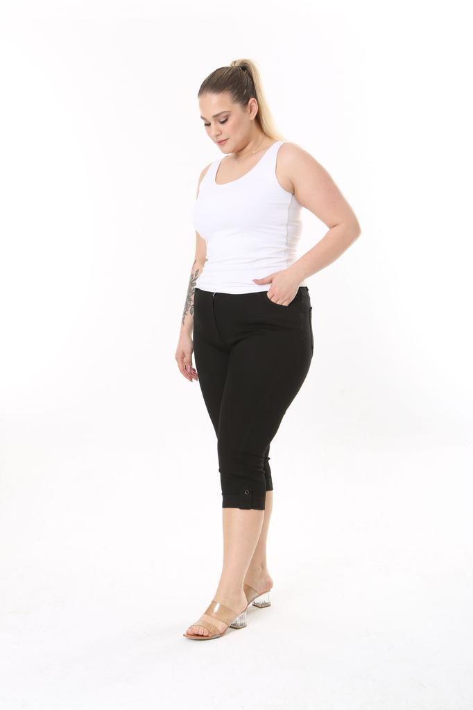 Damenmode Übergröße Shorts & Bermudas Plus Size Jeans Capri mit Schlitz (Taschen- und Stickereidetail)